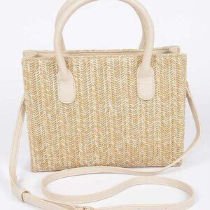 Vegan Faux Straw Mini Tote Bag